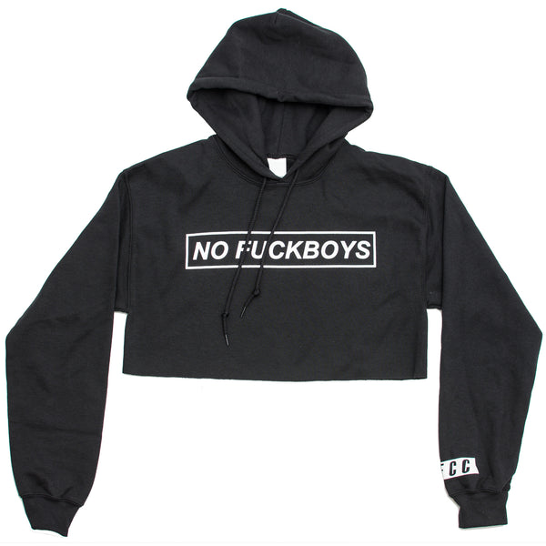 FCC NO FUCKSBOYS CROP HOODIE BLACK