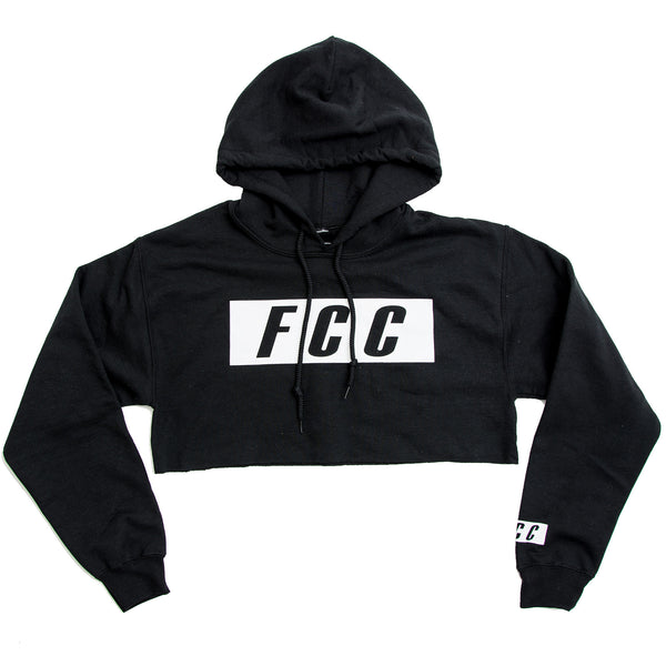 FCC CROP BOX LOGO HOODIE IN BLACK