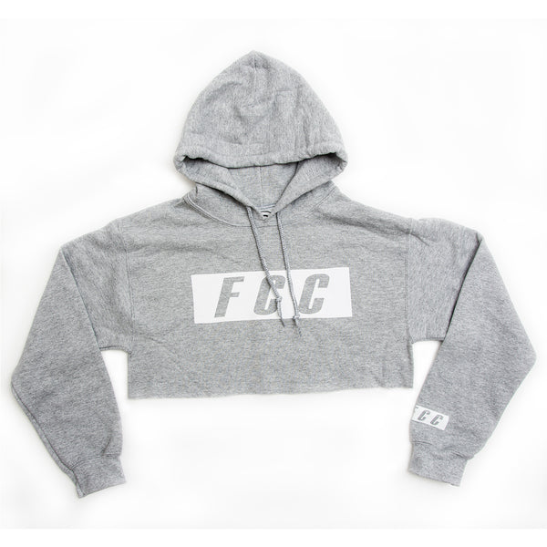 FCC CROP BOX LOGO HOODIE IN GREY