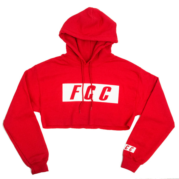 FCC CROP BOX LOGO HOODIE IN RED