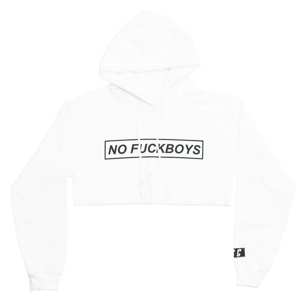 FCC NO FUCKSBOYS CROP HOODIE WHITE