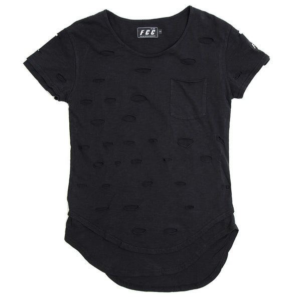 DISTRESS EXTENDED TEE BLACK