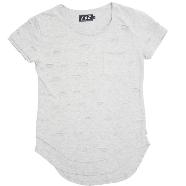 DISTRESS EXTENDED TEE GREY