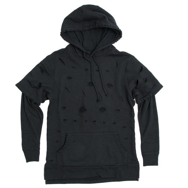 DISTRESS HOODIE BLACK