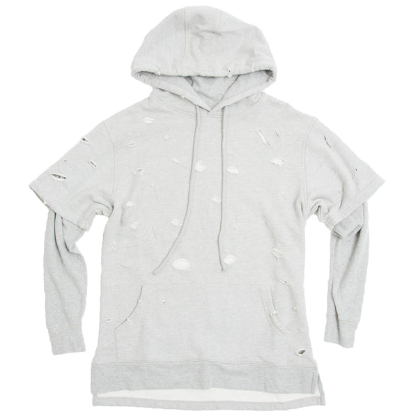 DISTRESS HOODIE GREY