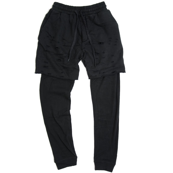 DISTRESS SWEATPANTS BLACK