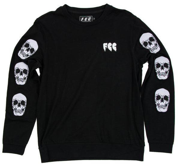 FCC SKULL CREW NECK SWEATSHIRT IN BLACK